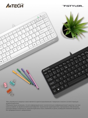 Клавиатура A4Tech FK11 черный USB slim (FK11 USB (GREY)) кабель 1.5м