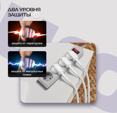 Сетевой фильтр Buro 400SL-1-G 1.5м (4 розетки) серый (пакет ПЭ)