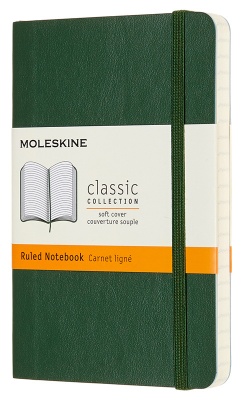 Блокнот Moleskine CLASSIC SOFT QP611K15 Pocket 90x140мм 192стр. линейка мягкая обложка зеленый