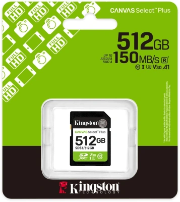 Флеш карта SDXC 512GB Kingston SDS3/512GB Canvas Select Plus V10 w/o adapter