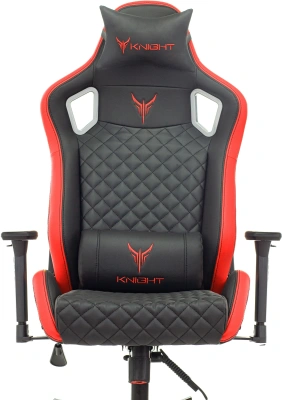 Кресло игровое Knight Outrider черный/красный ромбик экокожа с подголов. крестов. металл