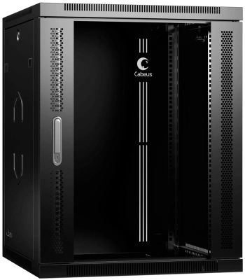 Шкаф коммутационный Cabeus (SH-05F-15U60/60-R-BK) настенный 15U 600x600мм пер.дв.стекл 60кг черный 540мм 30кг 220град. 769мм IP20 сталь