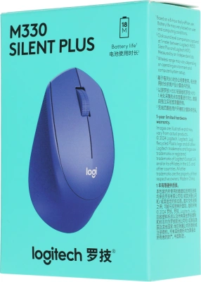 Мышь Logitech M330 Silent Plus синий оптическая 1000dpi silent беспров. USB 2but (910-004925)
