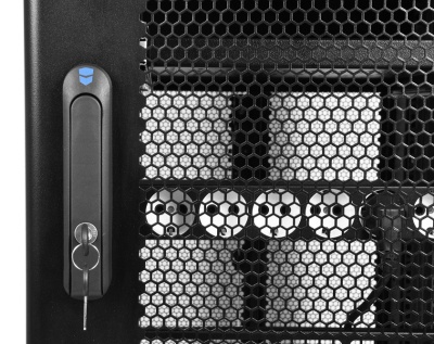 Шкаф серверный ЦМО (ШТК-СП-42.6.10-44АА-9005) напольный 42U 600x990мм пер.дв.перфор. 2 бок.пан. задн.дв.перфор. направл.под закл.гайки 1350кг черный 690мм 139кг 120град. 1950мм IP20 сталь