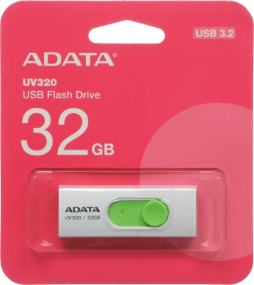 Флеш Диск A-Data 32GB UV320 AUV320-32G-RWHGN USB3.2 белый/зеленый