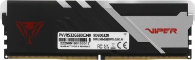Память DDR5 2x16GB 6800MHz Patriot PVVR532G680C34K Viper Venom RGB RTL Gaming PC5-54400 CL34 DIMM UDIMM 288-pin 1.4В kit с радиатором Ret