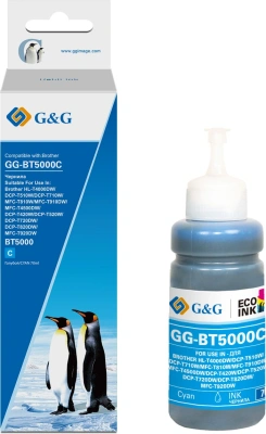 Чернила G&G GG-BT5000C фото голубой70мл для Brother HL-T4000DW, DCP-T510W, DCP-T710W, MFC-T810W, MFC-T910DW, MFC-T4500DW, DCP-T420W, DCP-T520W, DCP-T720DW, DCP-T820DW, MFC-T920DW
