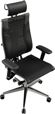 Кресло руководителя эргономичное Метта Yoga 4DT B2-15D - YM93+Infinity+carbon черный сетка/кожа с подголов. крестов. алюминий хром