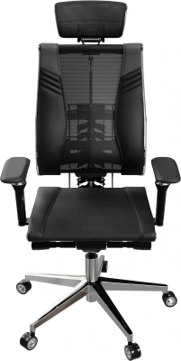 Кресло руководителя эргономичное Метта Yoga Spine Triumph B2 (Черный CC.50.15.13A) черный сиденье черный сет./экокожа с подголов. крестов.5-луч. металл хром