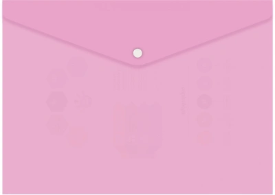 Конверт на кнопке Бюрократ Пастель -PKPAST/PINK A4 пластик 0.18мм розовый