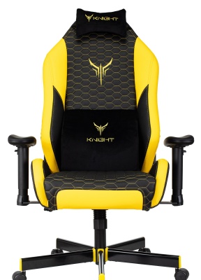 Кресло игровое Knight Neon черный/желтый соты экокожа с подголов. крестов. металл