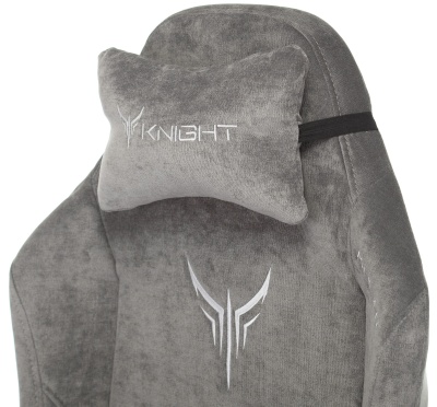 Кресло игровое Knight N1 Fabric серый Light-19 с подголов. крестов. металл