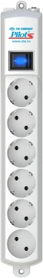 Сетевой фильтр Pilot S 10м (6 розеток) белый (коробка)