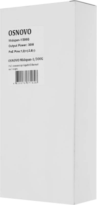 Инжектор PoE Osnovo Midspan-1/300G 10/100/1000BASE-T 30Вт 100-240В(АС)