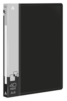 Папка с 40 прозр.вклад. Бюрократ -BPV40BLCK A4 пластик 0.65мм торц.карм с бум. встав черный