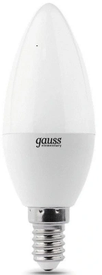Лампа светодиодная Gauss 8Вт цок.:E14 свеча 220B св.свеч.бел.теп. C37 (упак.:1шт) (33118)